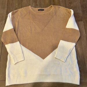 Elegant Tan and Cream Women's Sweater